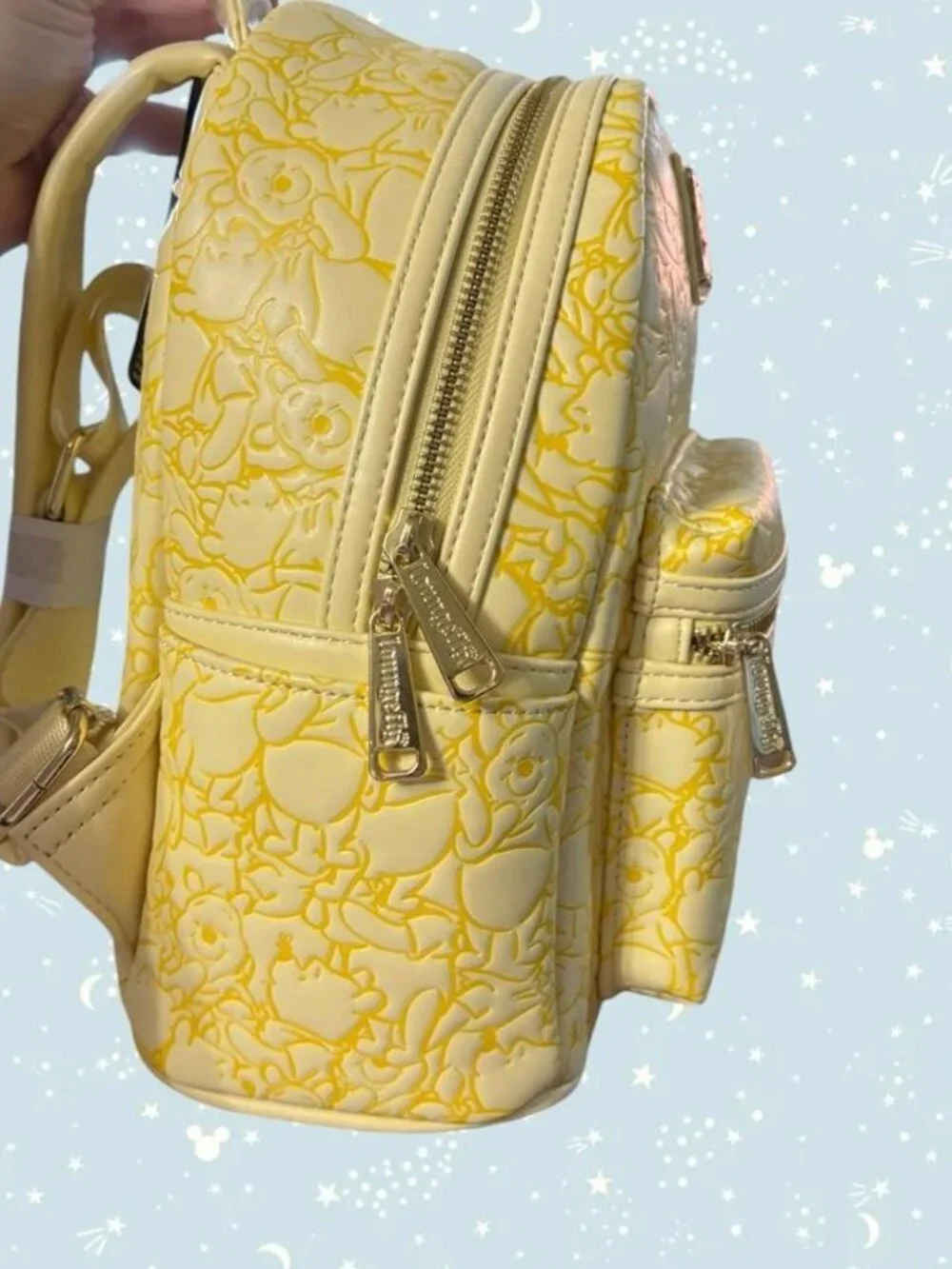 Rare Loungefly Disney Winnie the Pooh embossed pastel yellow mini backpack
